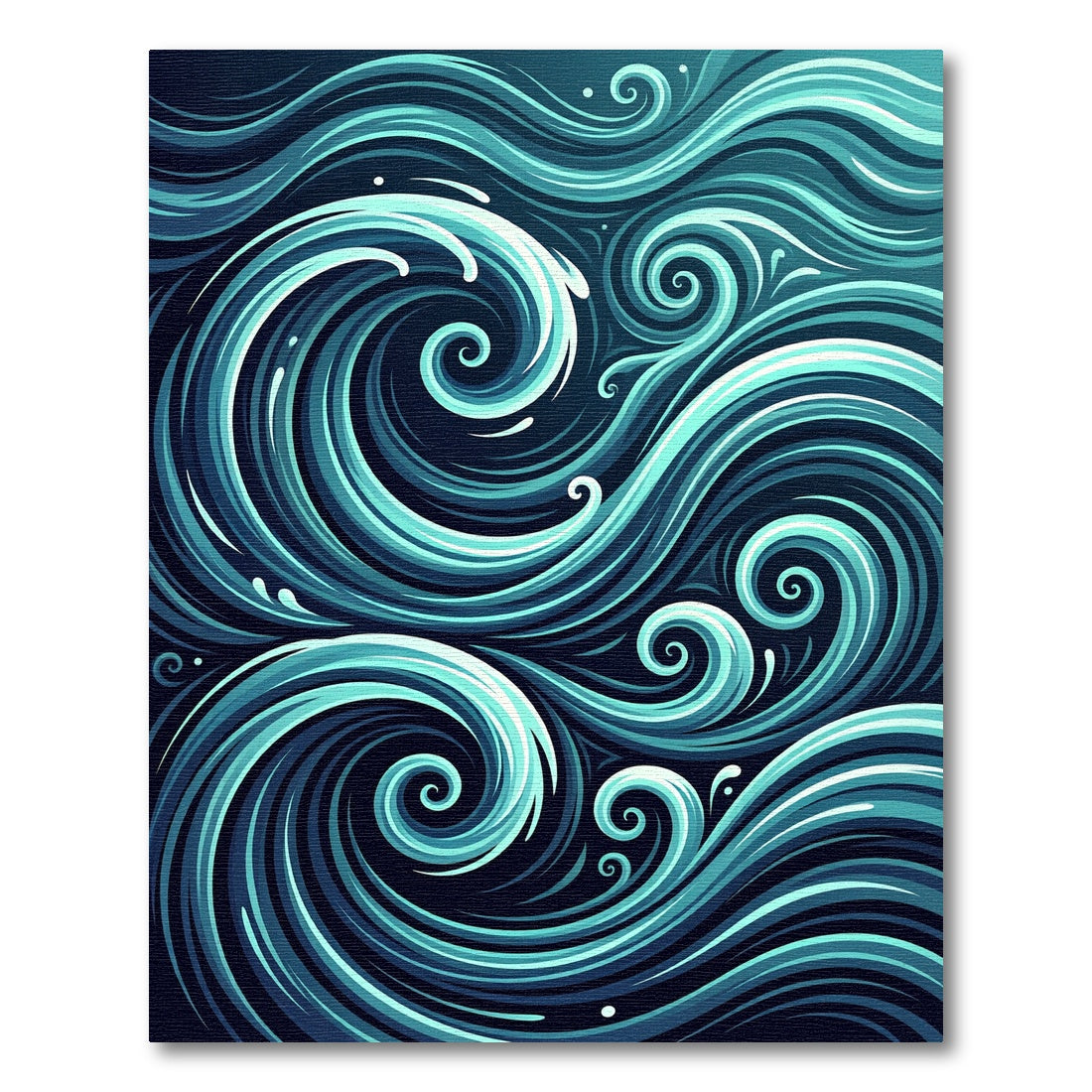 Deep Teal Ocean Swirl Waves Rug