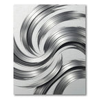 Modern Metallic Silver Abstract Swirl Rug