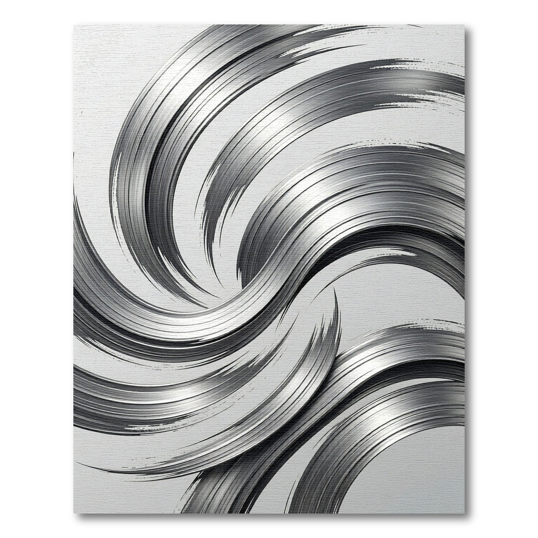 Modern Metallic Silver Abstract Swirl Rug