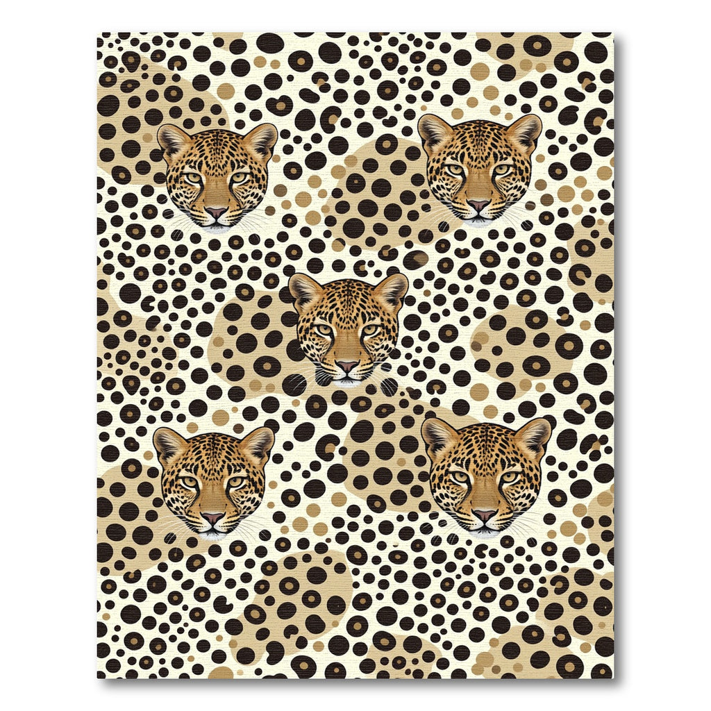 Elegant Leopard Head Neutral Animal Rug