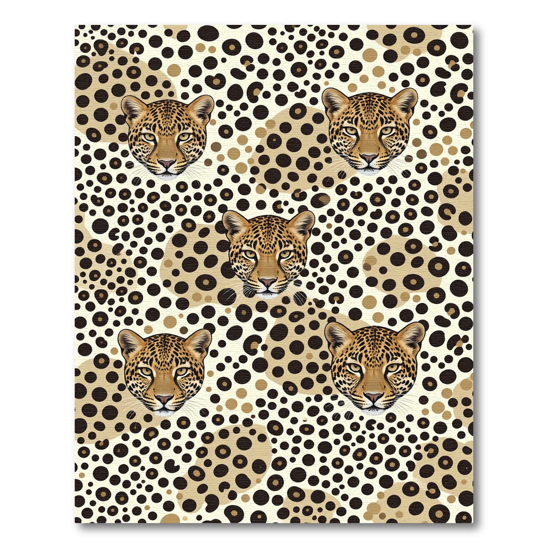 Elegant Leopard Head Neutral Animal Rug