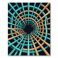 Teal and Gold Abstract Radial Tunnel Rug