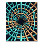 Teal and Gold Abstract Radial Tunnel Rug