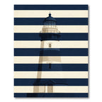 Coastal Nautical Navy Blue Lighthouse Rug