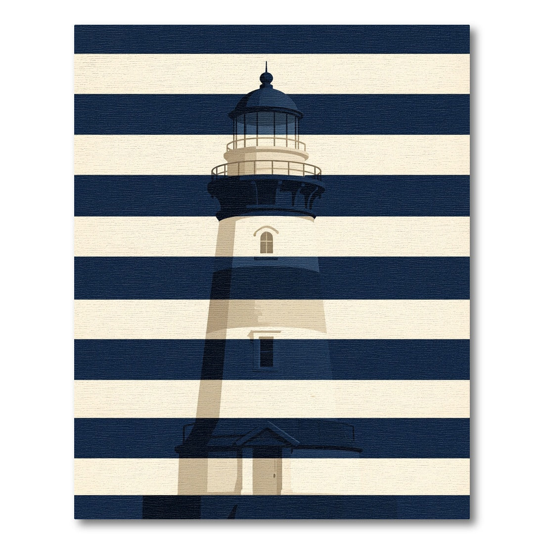 Coastal Nautical Navy Blue Lighthouse Rug