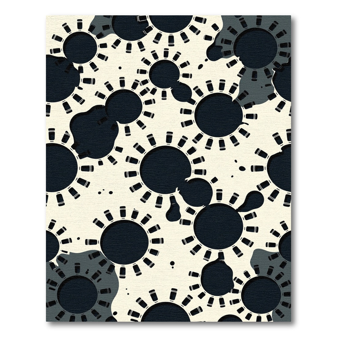 Abstract Midnight Gear Solar System Rug