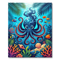 Vibrant Blue Octopus Underwater Coral Scene Rug