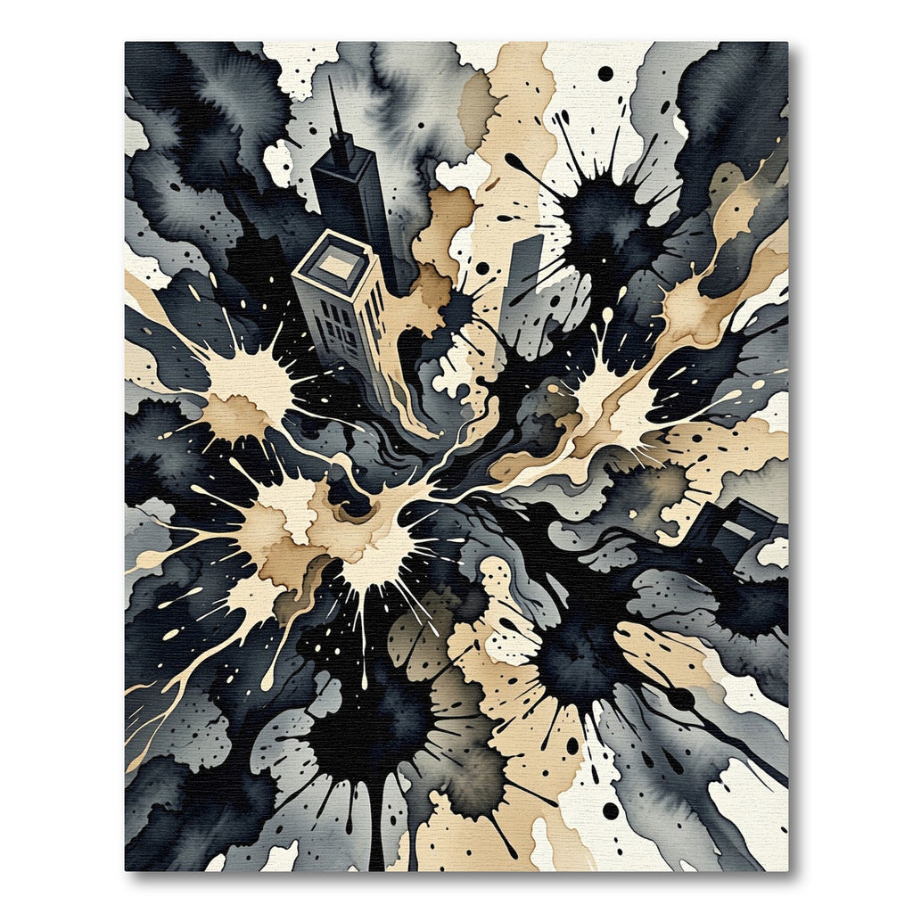 Abstract Urban Splatter Ink Composition Rug