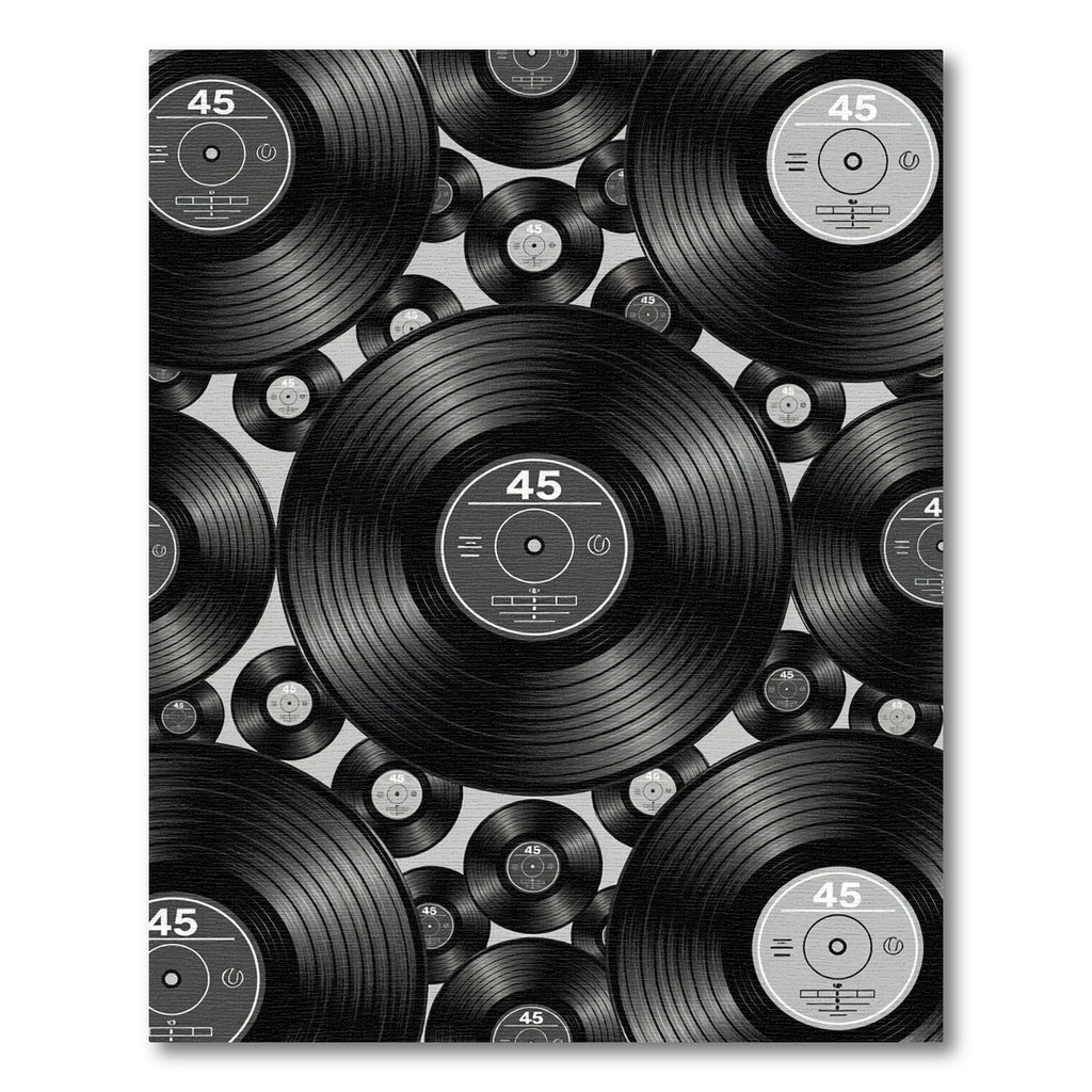 Retro Monochromatic Vinyl Record Collage Rug