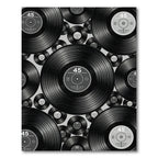 Retro Monochromatic Vinyl Record Collage Rug