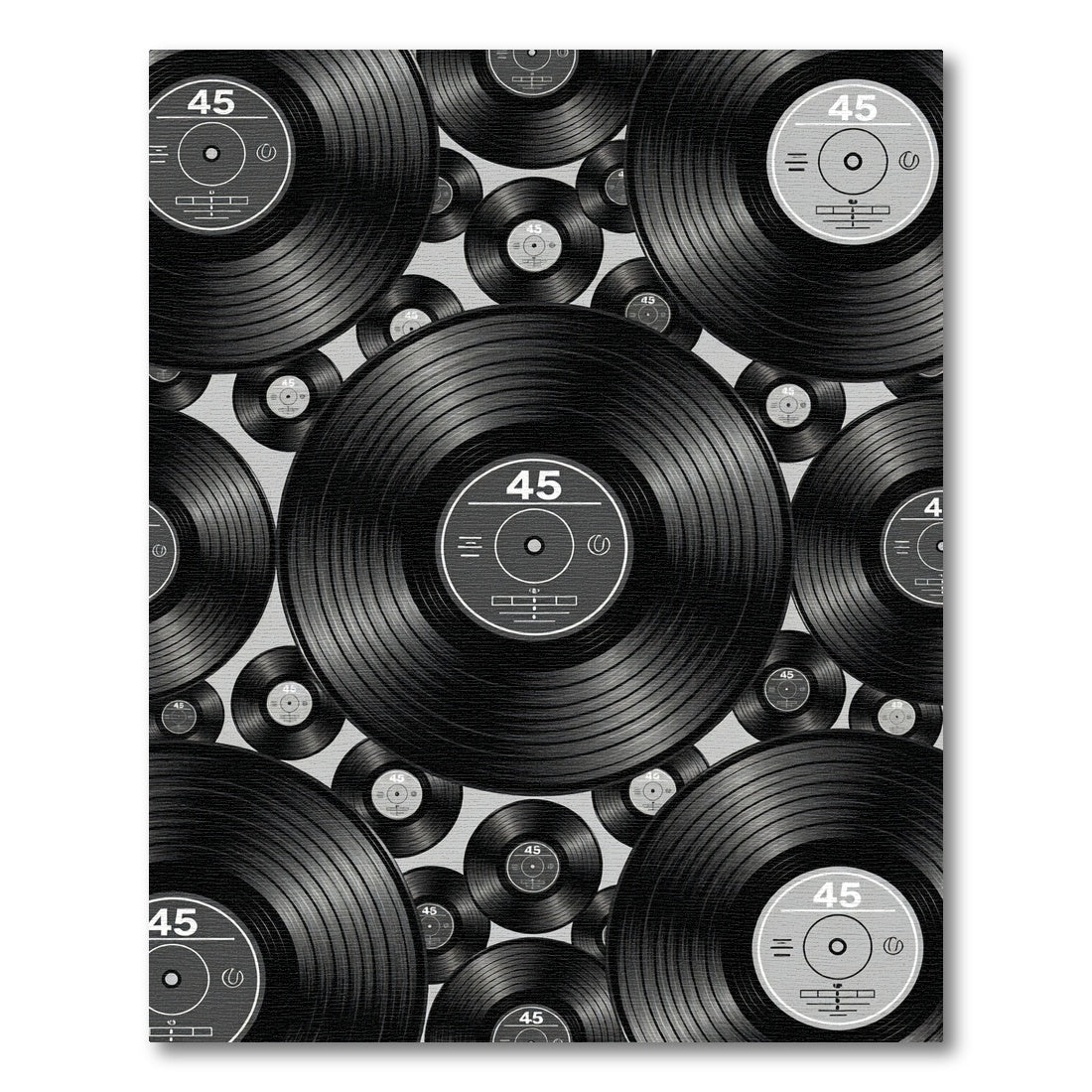Retro Monochromatic Vinyl Record Collage Rug