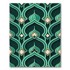 Emerald Arabesque Arch Teal Geometric Tapestry Rug