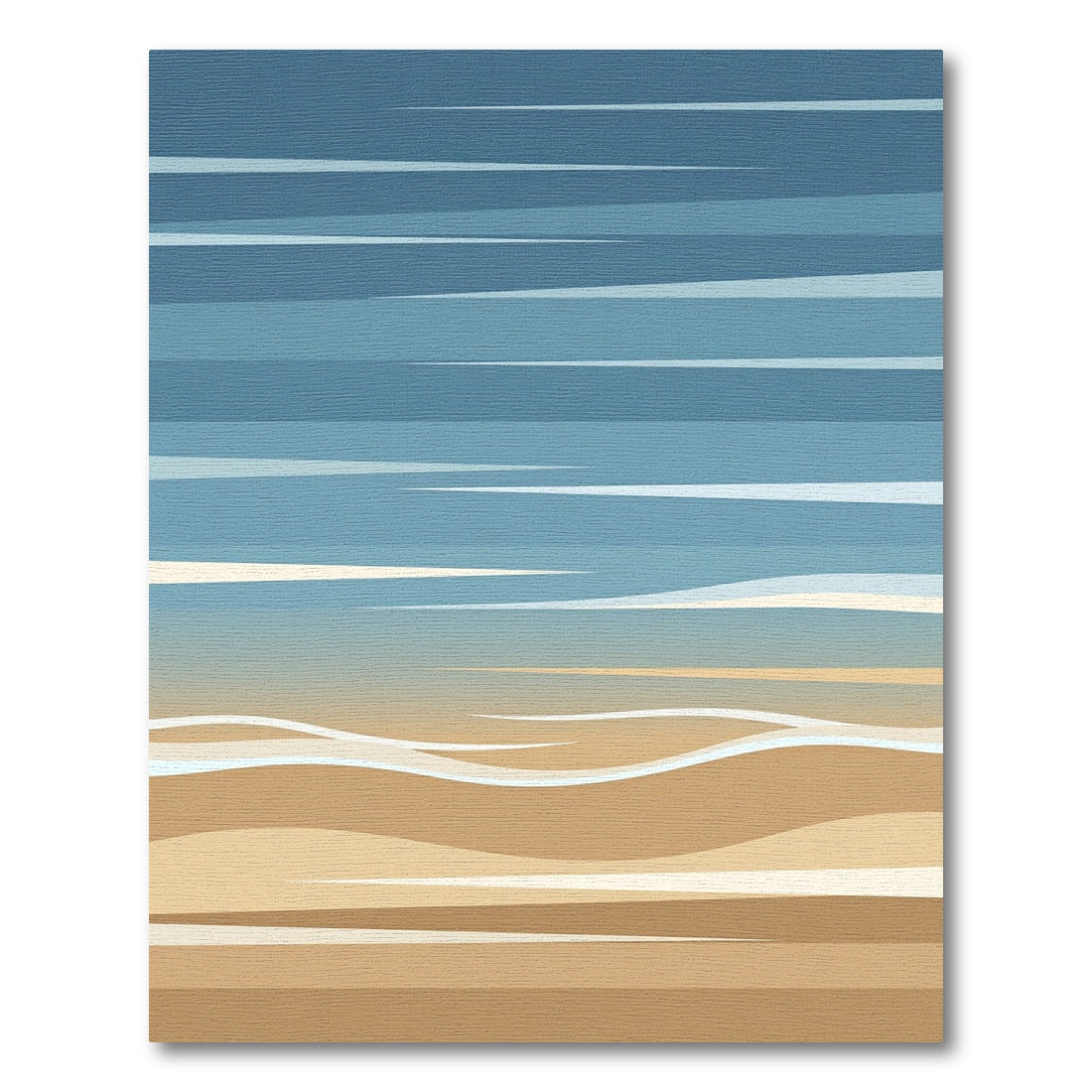 Minimalist Blue and Sand Abstract Horizon Rug
