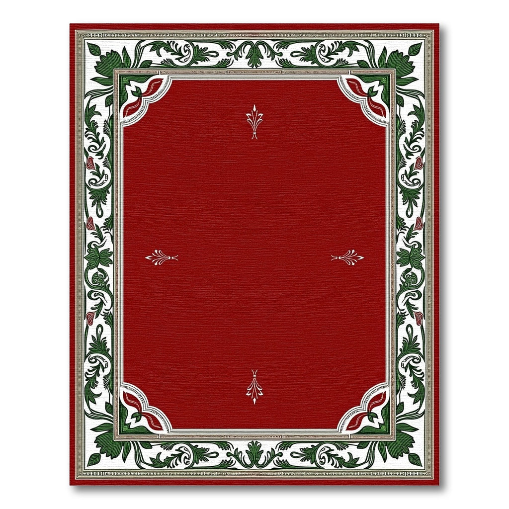 Crimson Green Floral Border Medallion Rug
