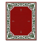 Crimson Green Floral Border Medallion Rug