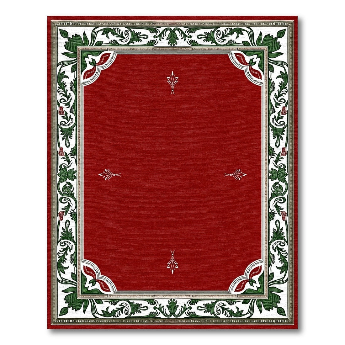 Crimson Green Floral Border Medallion Rug