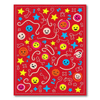 Red Emoji Star Number Collage Rug