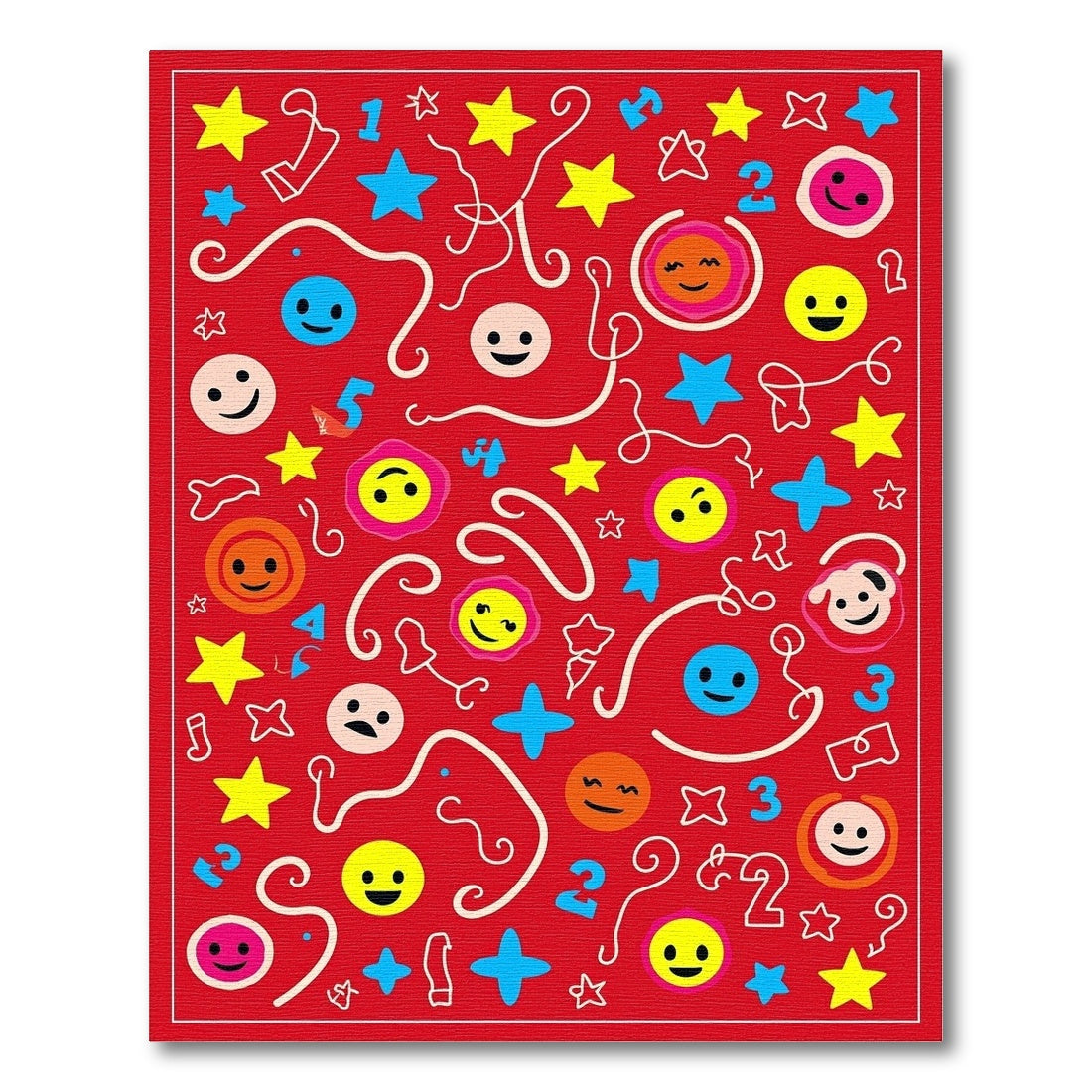 Red Emoji Star Number Collage Rug