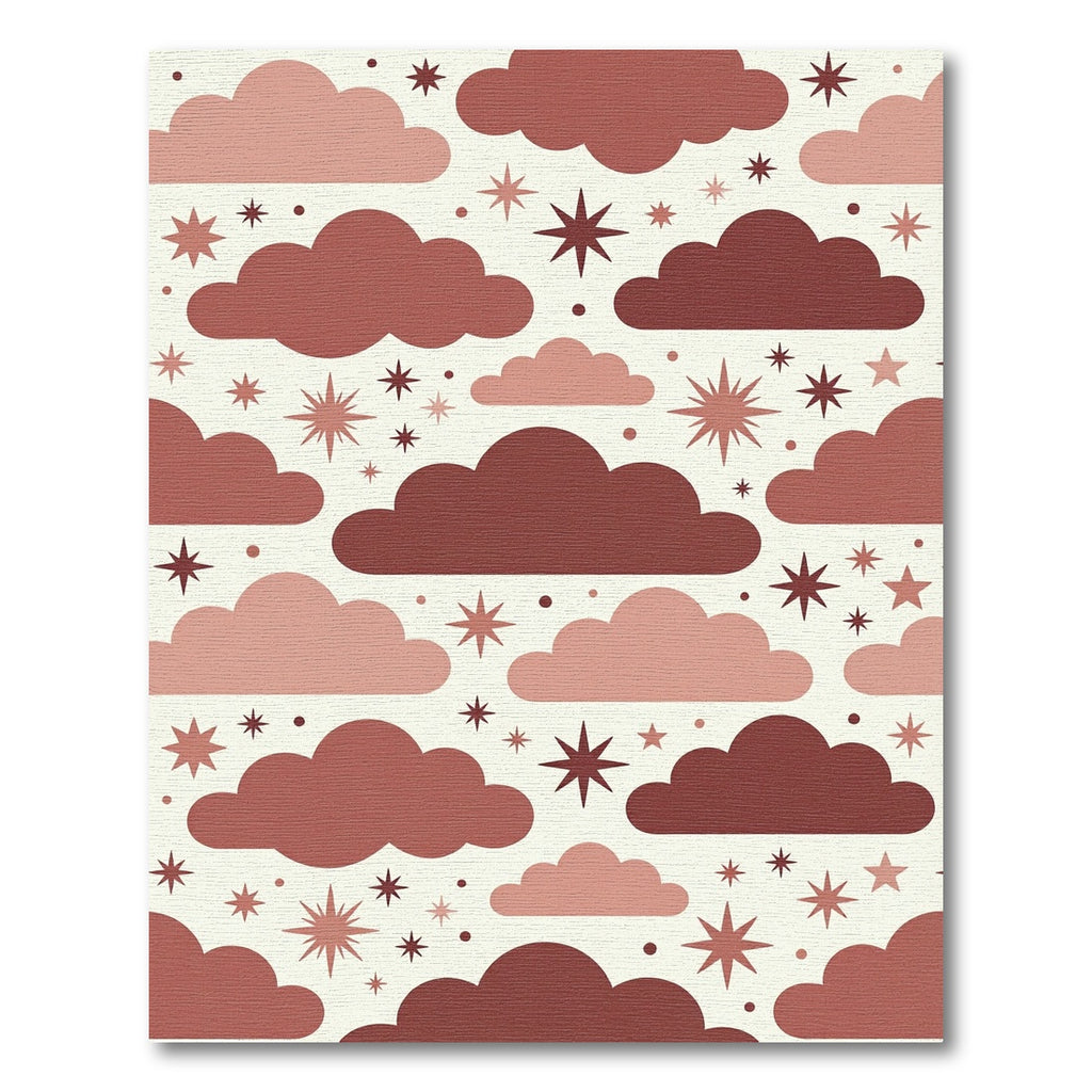 Celestial Dusty Rose Cloud Starry Night Rug