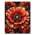 Vibrant Red Sparkling Poppy Floral Rug