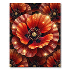 Vibrant Red Sparkling Poppy Floral Rug