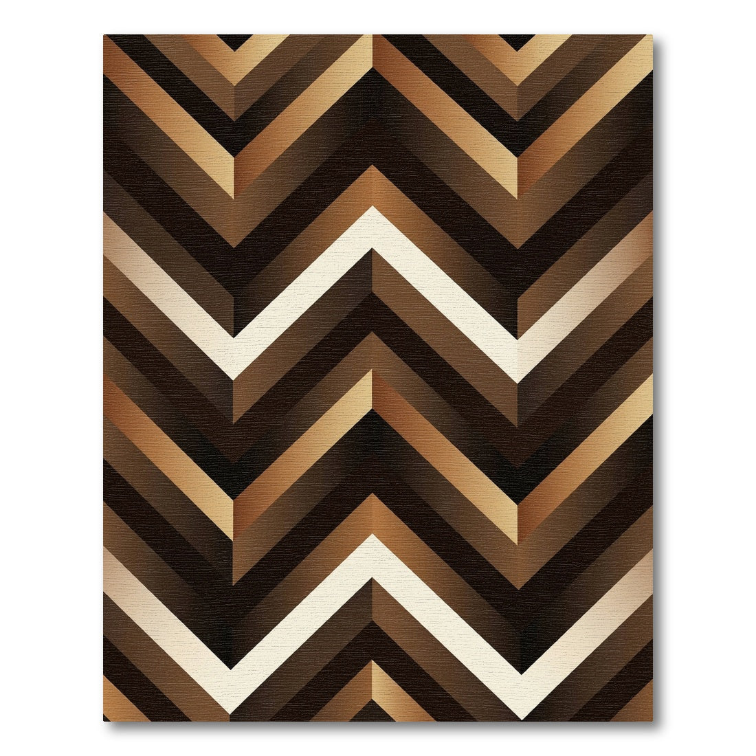 Modern Bronze Chevron Geometric Illusion Rug
