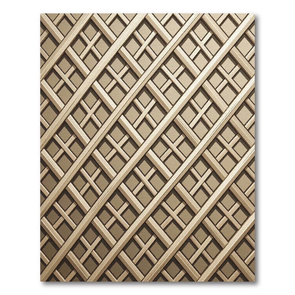 Elegant Champagne Gold Intersecting Lattice Rug