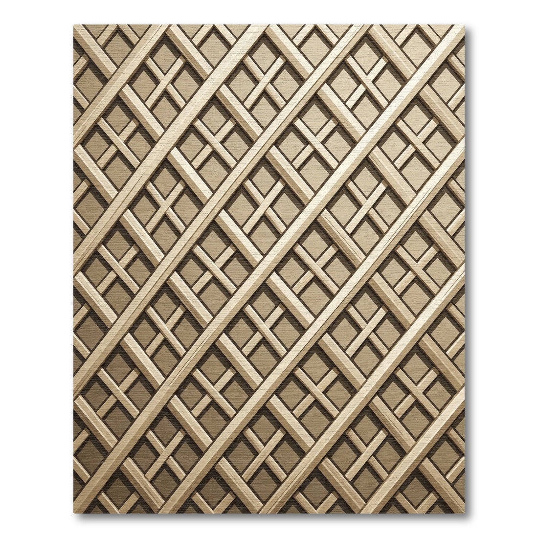 Elegant Champagne Gold Intersecting Lattice Rug
