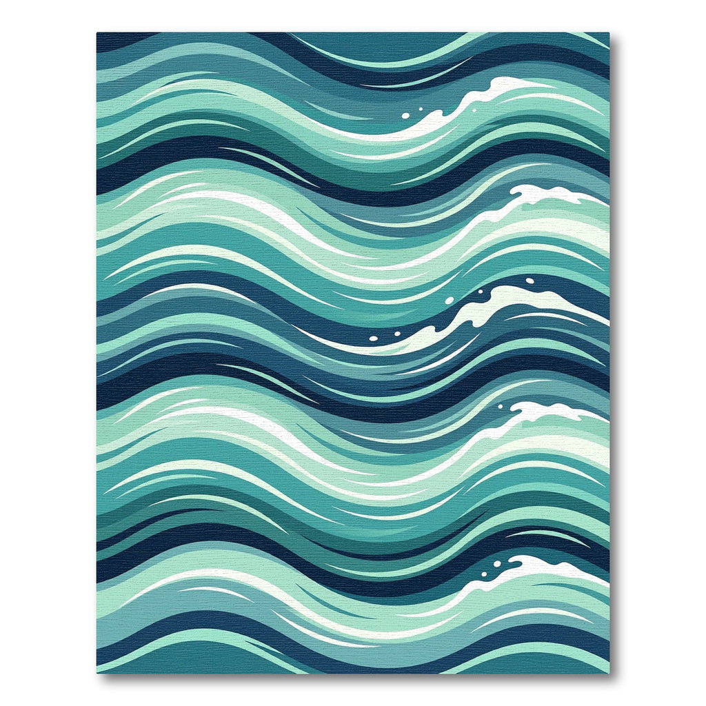 Coastal Teal Blue Abstract Ocean Waves Rug