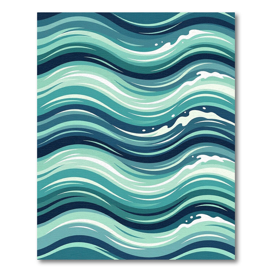 Coastal Teal Blue Abstract Ocean Waves Rug