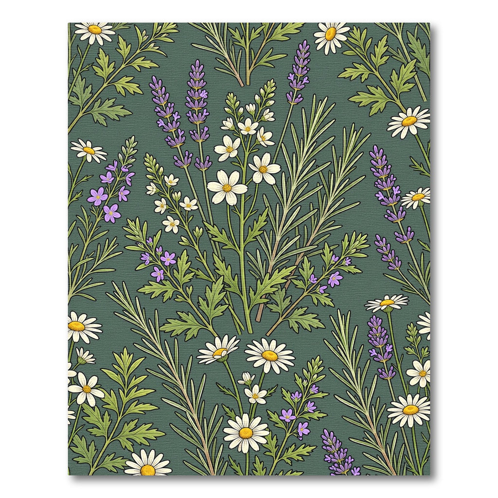 Botanical Lavender and Daisy Meadow Rug