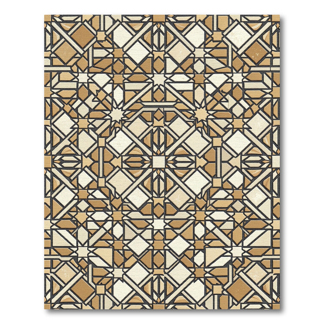 Geometric Sepia Interlocking Star Pattern Rug