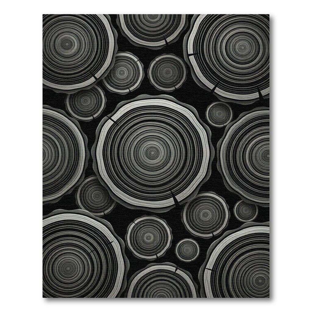 Monochromatic Wood Grain Circle Collage Rug