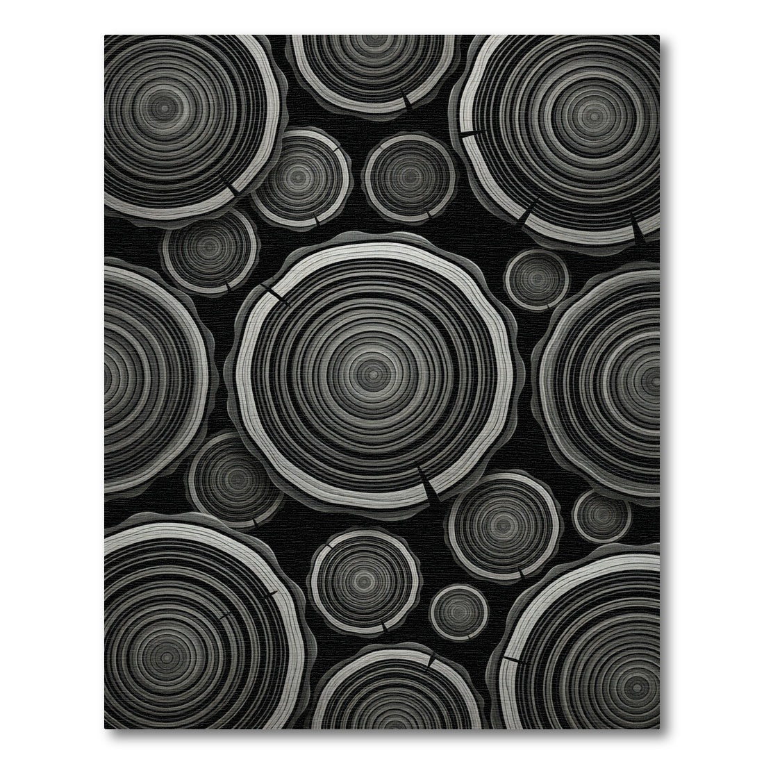 Monochromatic Wood Grain Circle Collage Rug