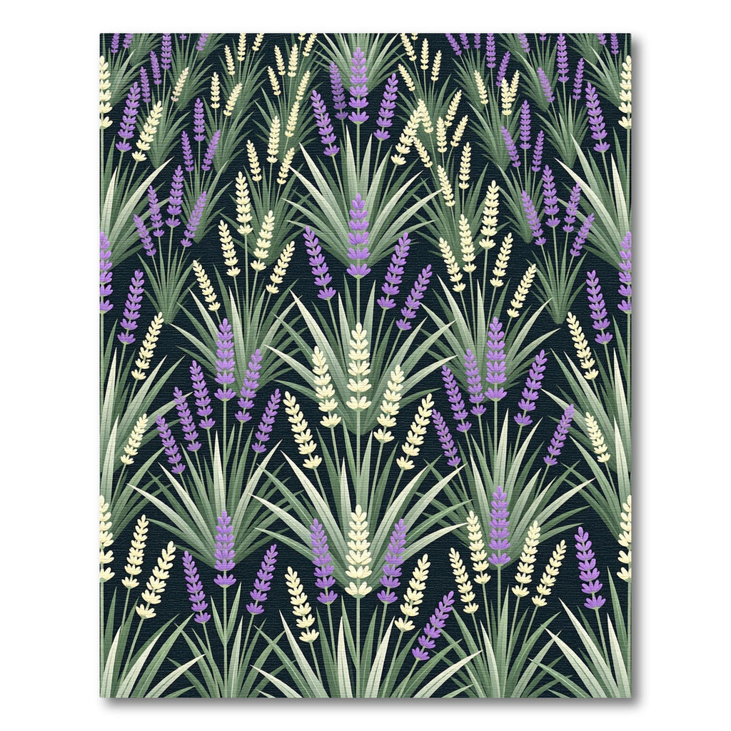 Botanical Lavender Sprigs on Charcoal Rug