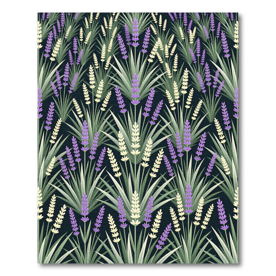 Botanical Lavender Sprigs on Charcoal Rug