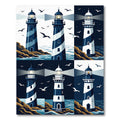 Coastal Nautical Lighthouse Seaside Scene Rug