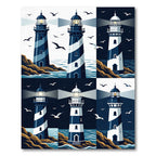 Coastal Nautical Lighthouse Seaside Scene Rug