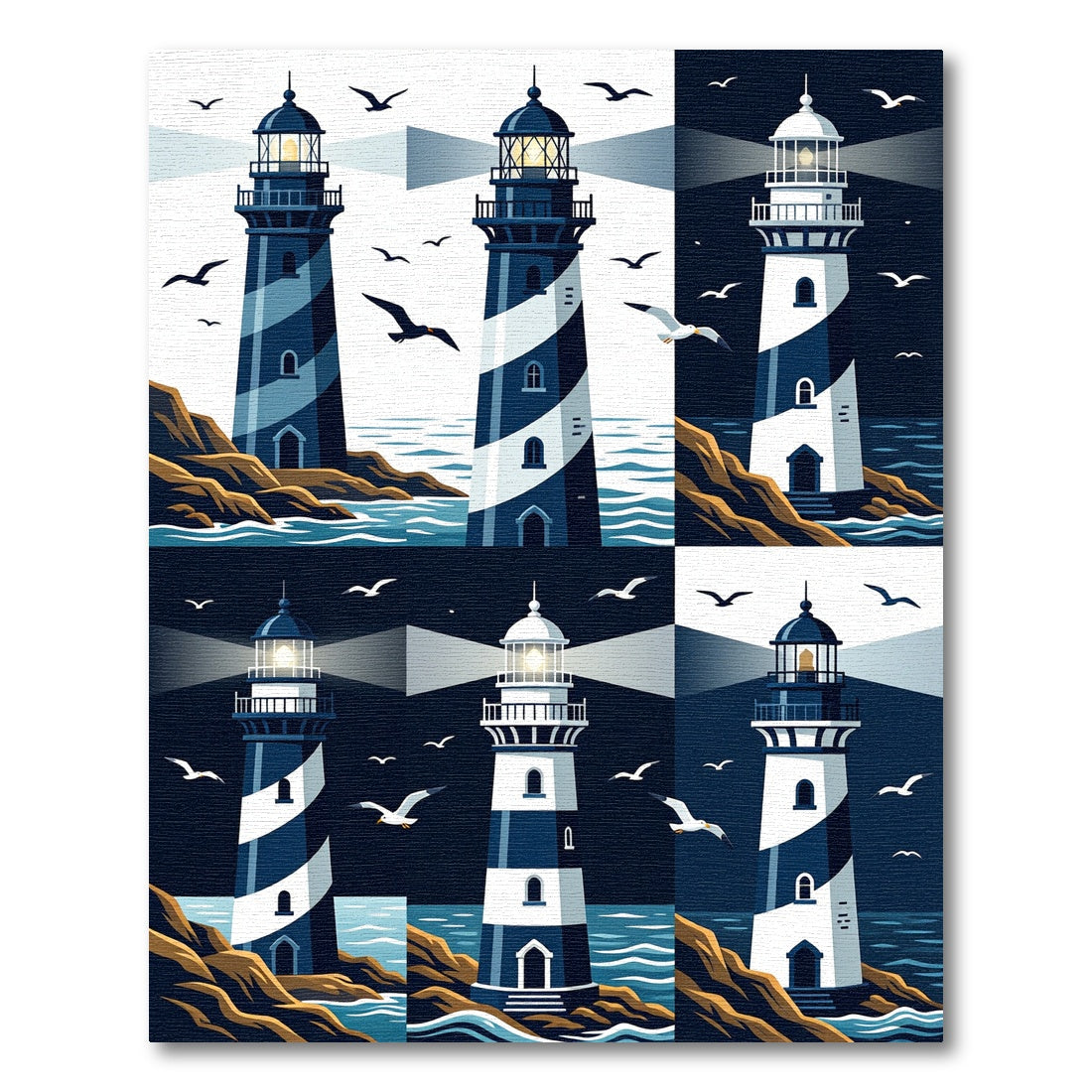 Coastal Nautical Lighthouse Seaside Scene Rug