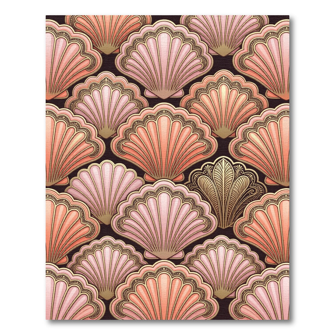 Coral Pink Scallop Shell Arrangement Rug