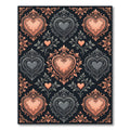 Ornate Rose Gold Gray Heart Medallions Rug