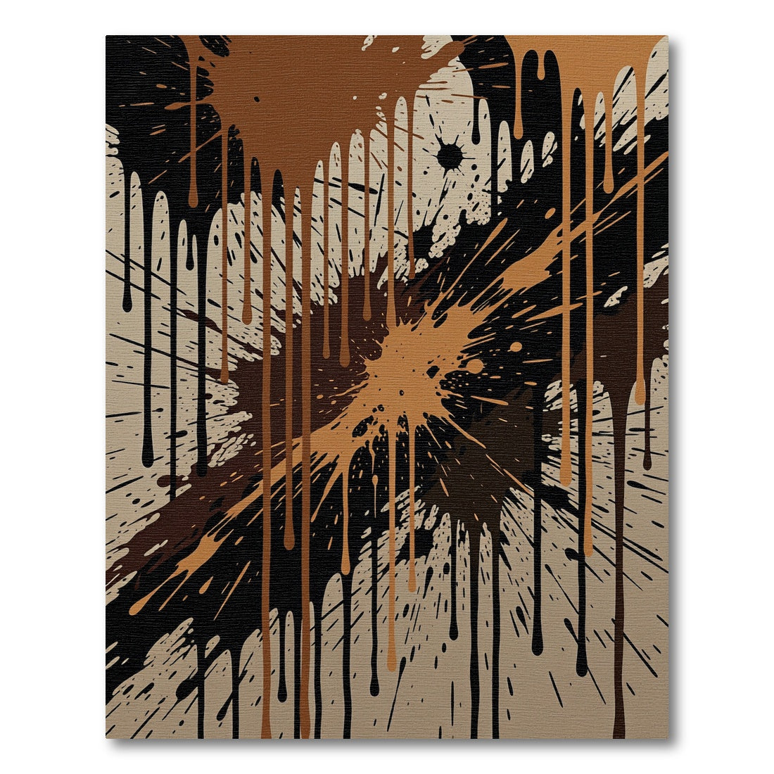 Abstract Black and Tan Liquid Drip Rug