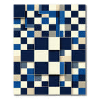 Deep Blue Layered Squares Rug