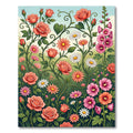 Vibrant Peach Rose Garden Meadow Rug