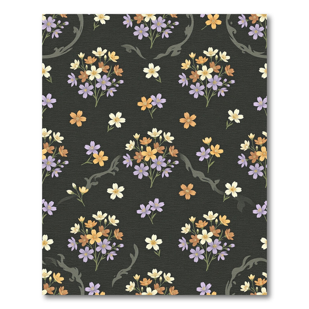 Purple Orange White Blossom Garland Rug