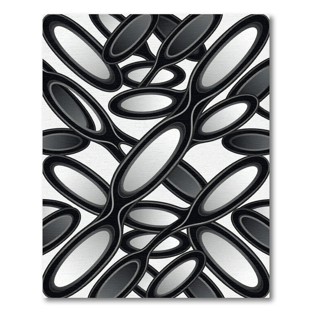 Abstract Black Ovals Interlocking Motion Rug
