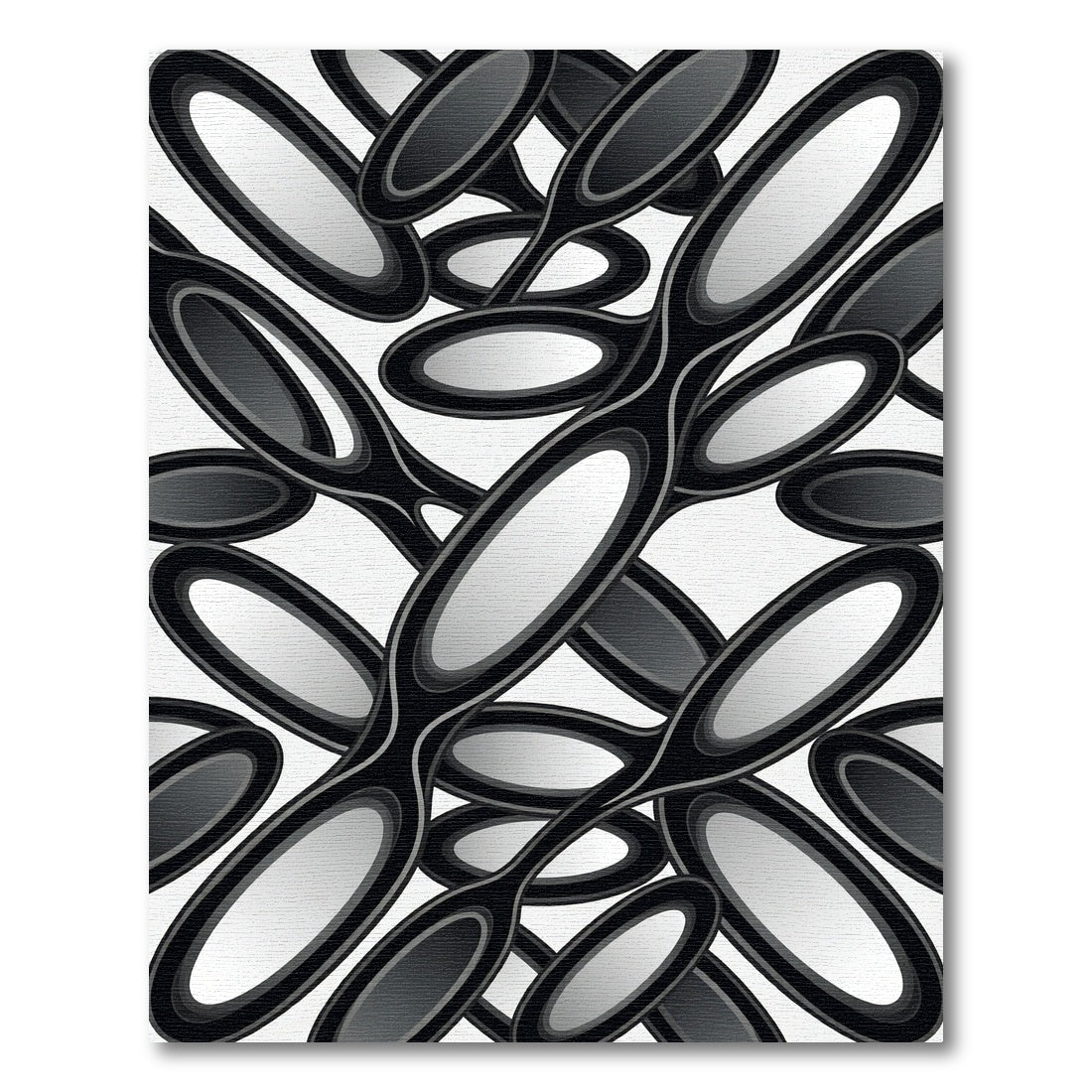 Abstract Black Ovals Interlocking Motion Rug