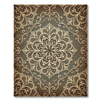 Antique Gold Lace Medallion Swirl Rug