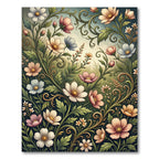 Pastel Meadow Floral Vine Swirl Rug