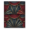 Art Deco Crimson Black Fan Rug